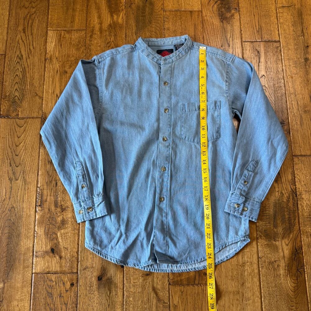 VTG 90s Y2K Santana Denim Boy's Button Down Long Sleeve Shirt Youth Sz 12-14 - Picture 3 of 5